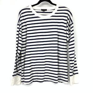 J.Crew Re-Imagined Womens Slouchy Breton Striped T-Shirt Top M Navy White